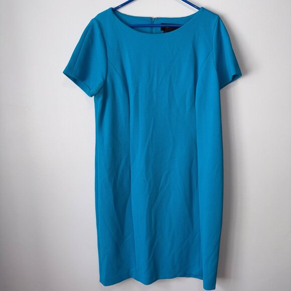 Nina McLemore Turquoise Textured Short-Sleeve Dress Size 14 - Picture 2 of 6